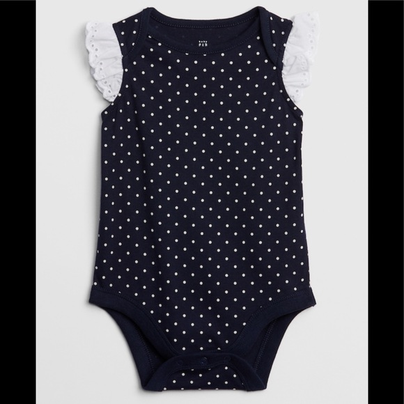 GAP Baby Eyelet Ruffle Bodysuit Dark night - Picture 1 of 8